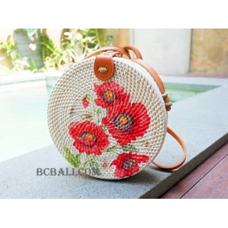 deco flowers circle rattan sling bags fashion